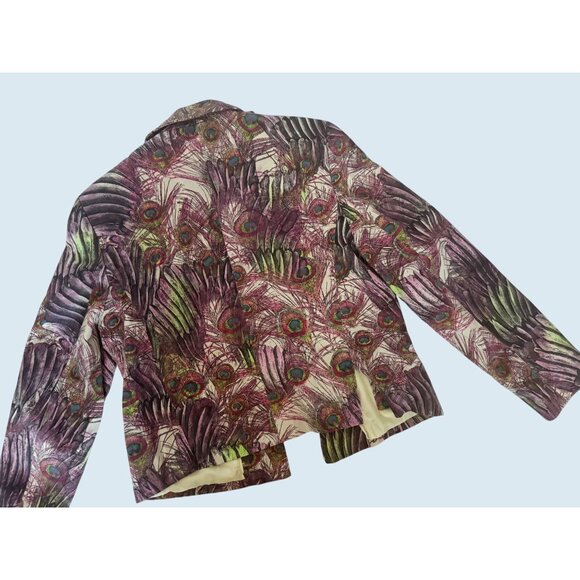 Vintage HARVÉ BENARD Peacock Printed Blazer Jacket Size Medium - Picture 6 of 8